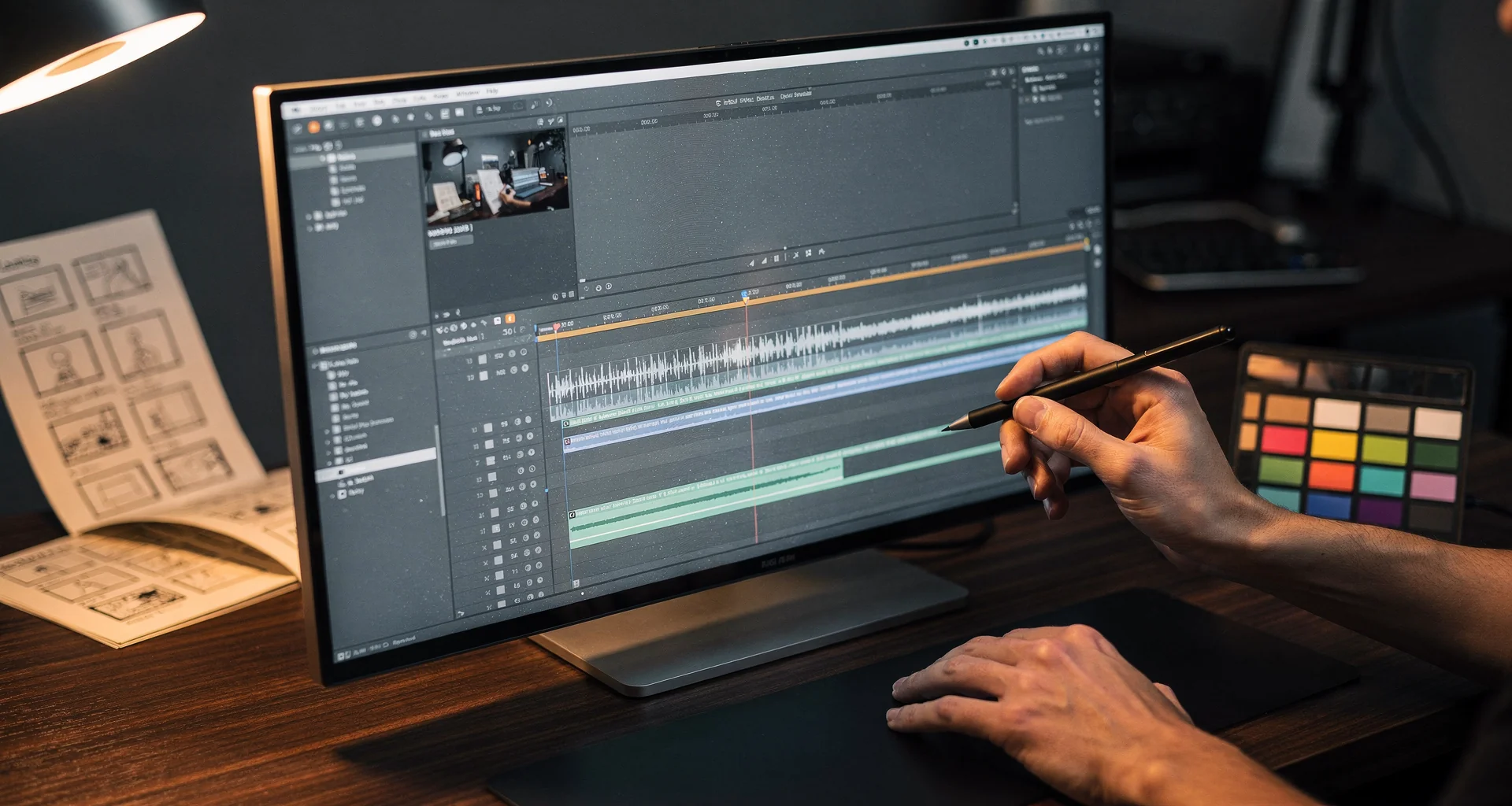 A high-end digital interface displayed on a professional monitor
